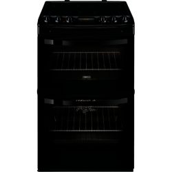 Zanussi ZCV48300BA 55cm Electric Ceramic Double Oven Cooker in Black